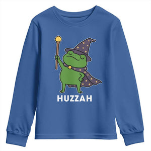 Funny Huzzah Wizard Frog Youth Sweatshirt Renaissance Meme RPG Gamers