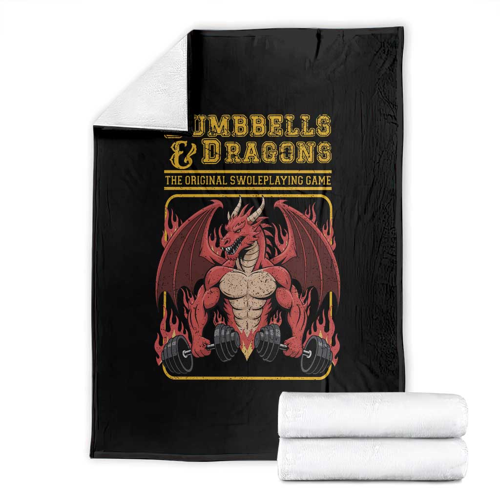 Funny RPG Workout Gym Nerd Throw Blanket Dumbbells And Dragons The Original Swoleplaying Game TS11 Black Print Your Wear