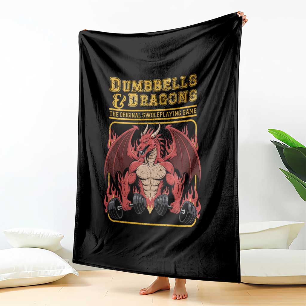 Funny RPG Workout Gym Nerd Throw Blanket Dumbbells And Dragons The Original Swoleplaying Game TS11 Print Your Wear