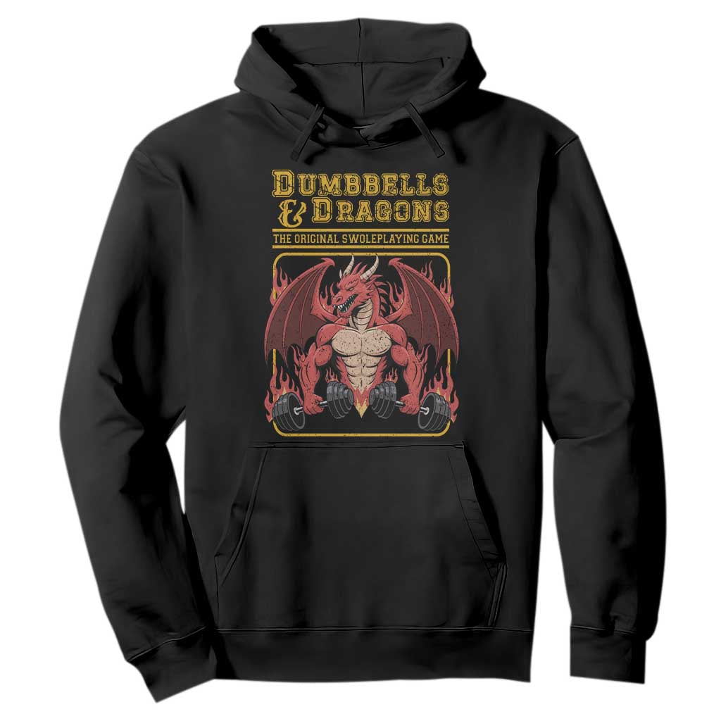 Funny RPG Workout Gym Nerd Hoodie Dumbbells And Dragons The Original Swoleplaying Game TS11 Black Print Your Wear