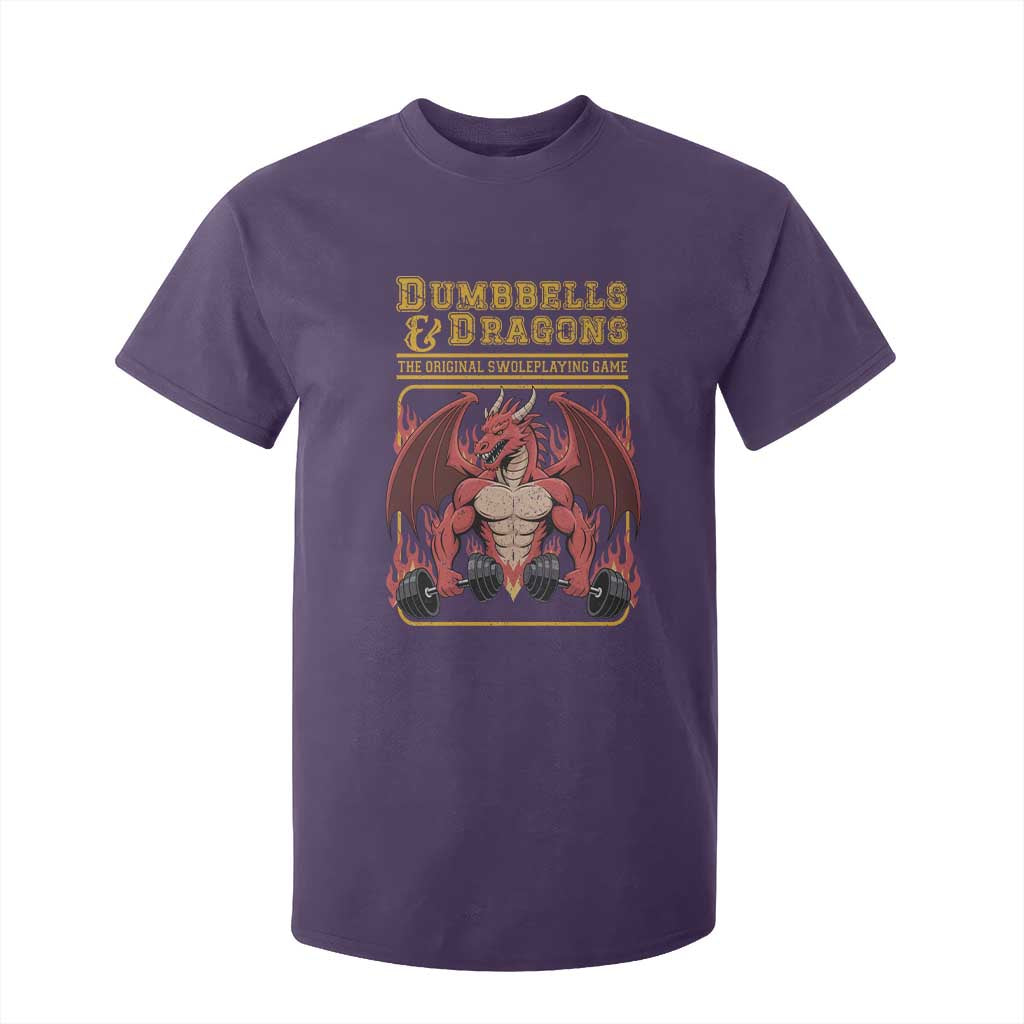 Funny RPG Workout Gym Nerd T Shirt For Kid Dumbbells And Dragons The Original Swoleplaying Game TS11 Purple Print Your Wear