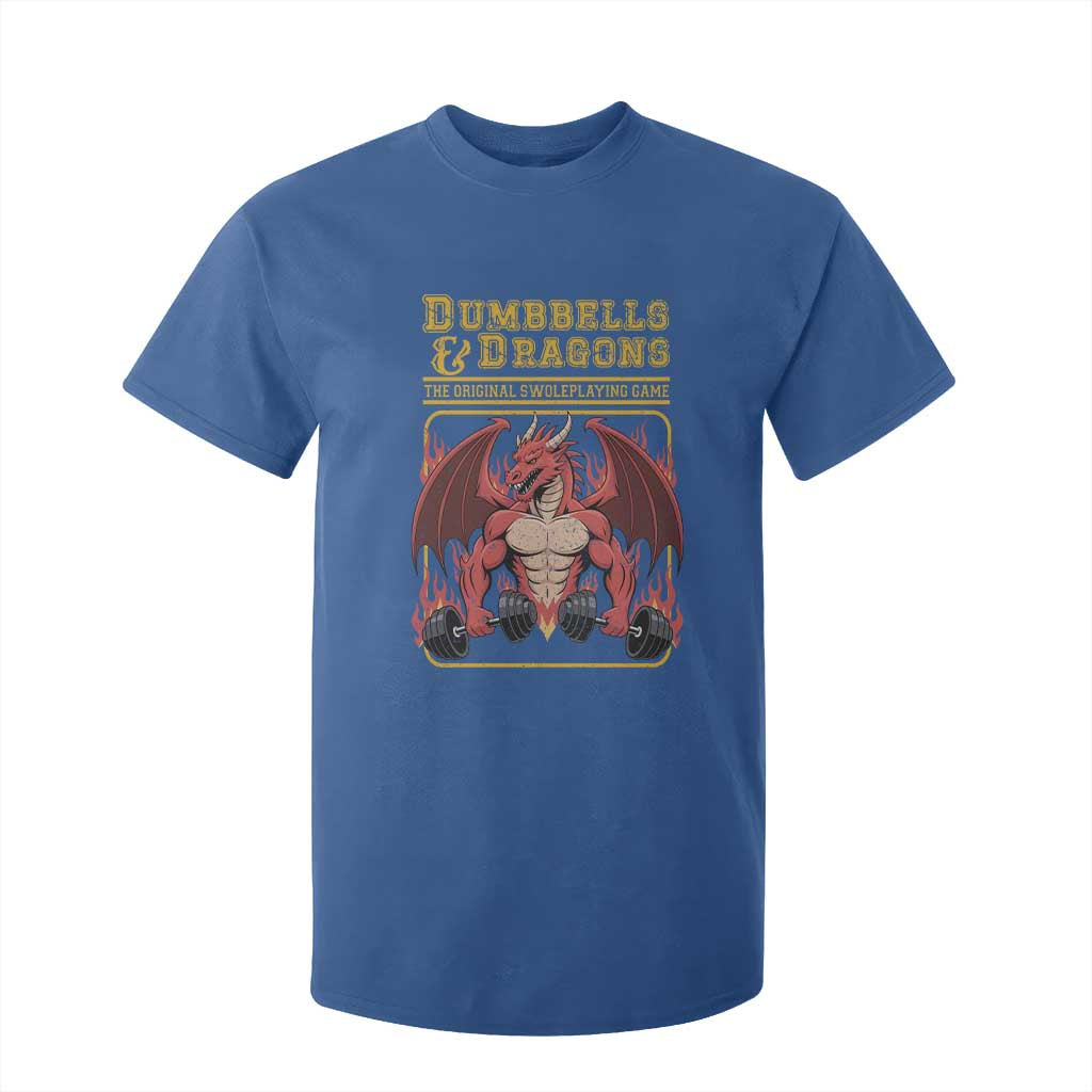 Funny RPG Workout Gym Nerd T Shirt For Kid Dumbbells And Dragons The Original Swoleplaying Game TS11 Royal Blue Print Your Wear