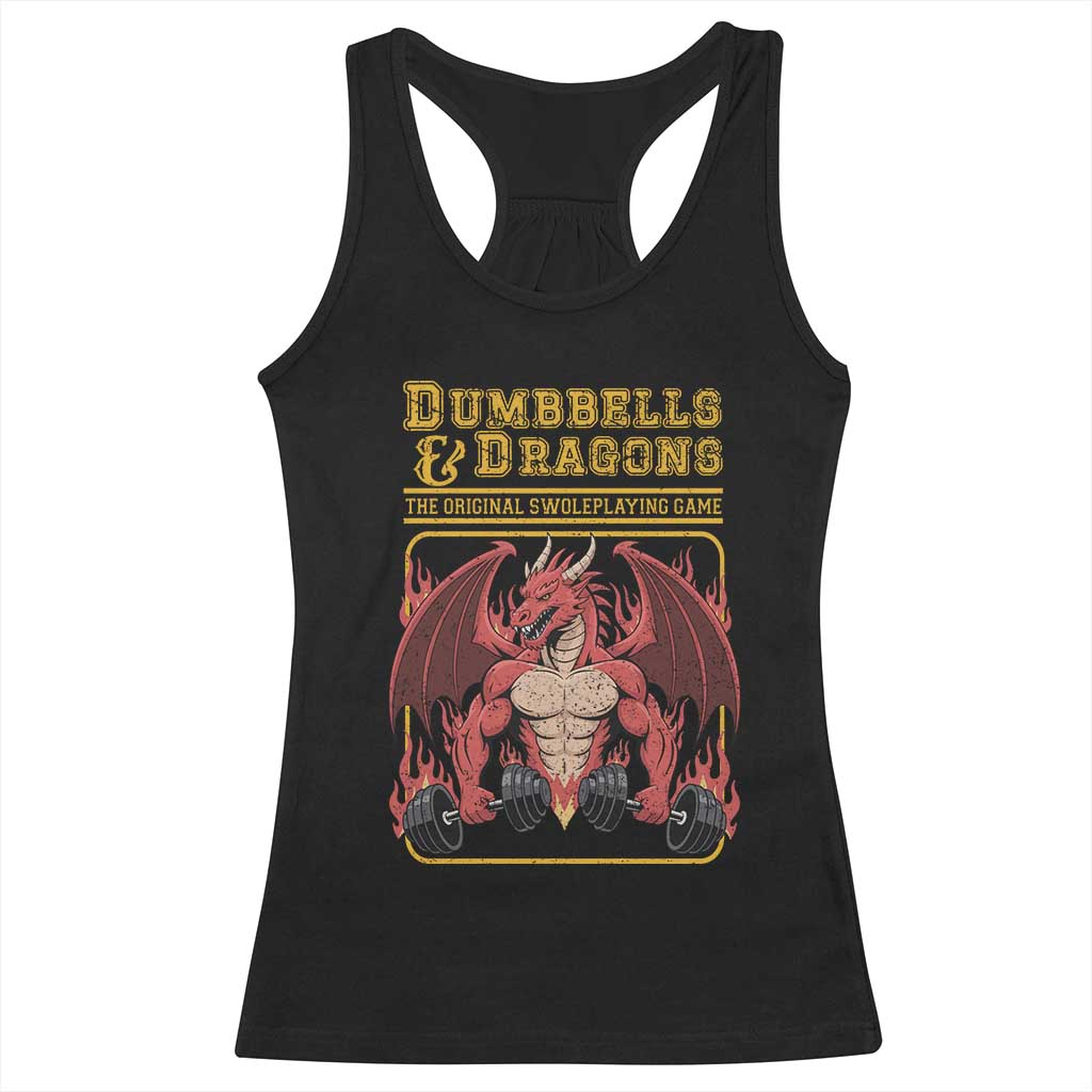 Funny RPG Workout Gym Nerd Racerback Tank Top Dumbbells And Dragons The Original Swoleplaying Game TS11 Black Print Your Wear