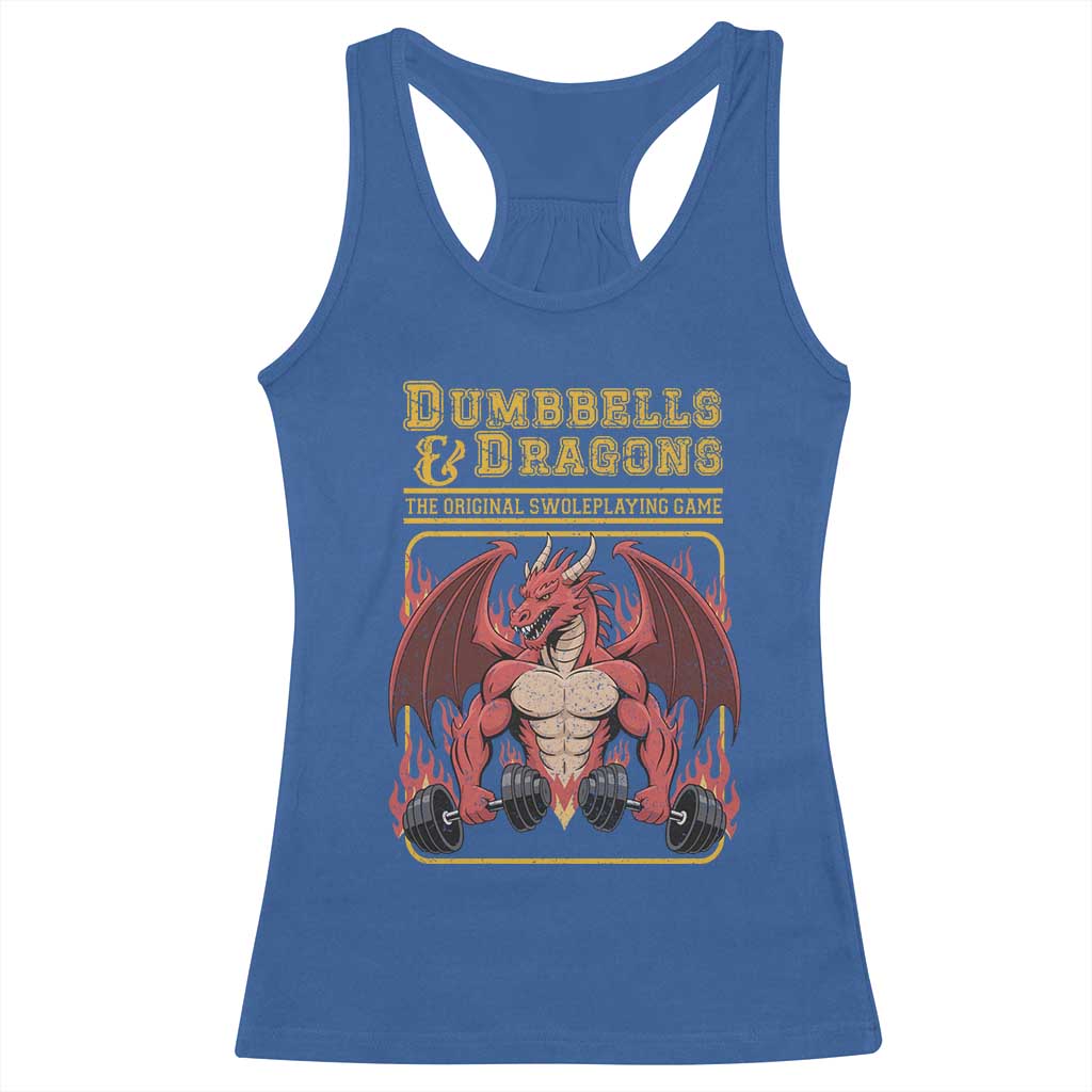 Funny RPG Workout Gym Nerd Racerback Tank Top Dumbbells And Dragons The Original Swoleplaying Game TS11 Royal Blue Print Your Wear