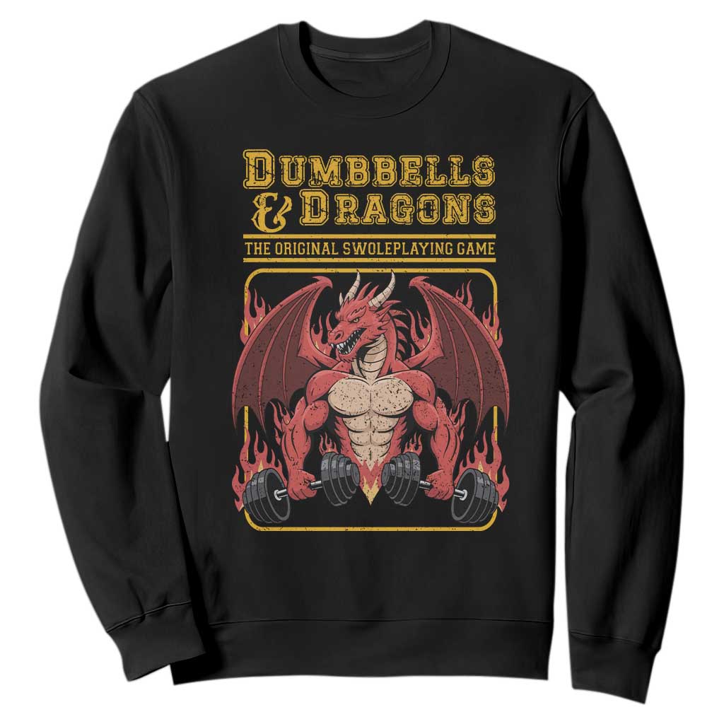 Funny RPG Workout Gym Nerd Sweatshirt Dumbbells And Dragons The Original Swoleplaying Game TS11 Black Print Your Wear