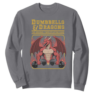 Funny RPG Workout Gym Nerd Sweatshirt Dumbbells And Dragons The Original Swoleplaying Game TS11 Charcoal Print Your Wear