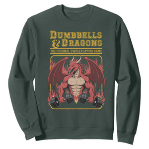 Funny RPG Workout Gym Nerd Sweatshirt Dumbbells And Dragons The Original Swoleplaying Game TS11 Dark Forest Green Print Your Wear
