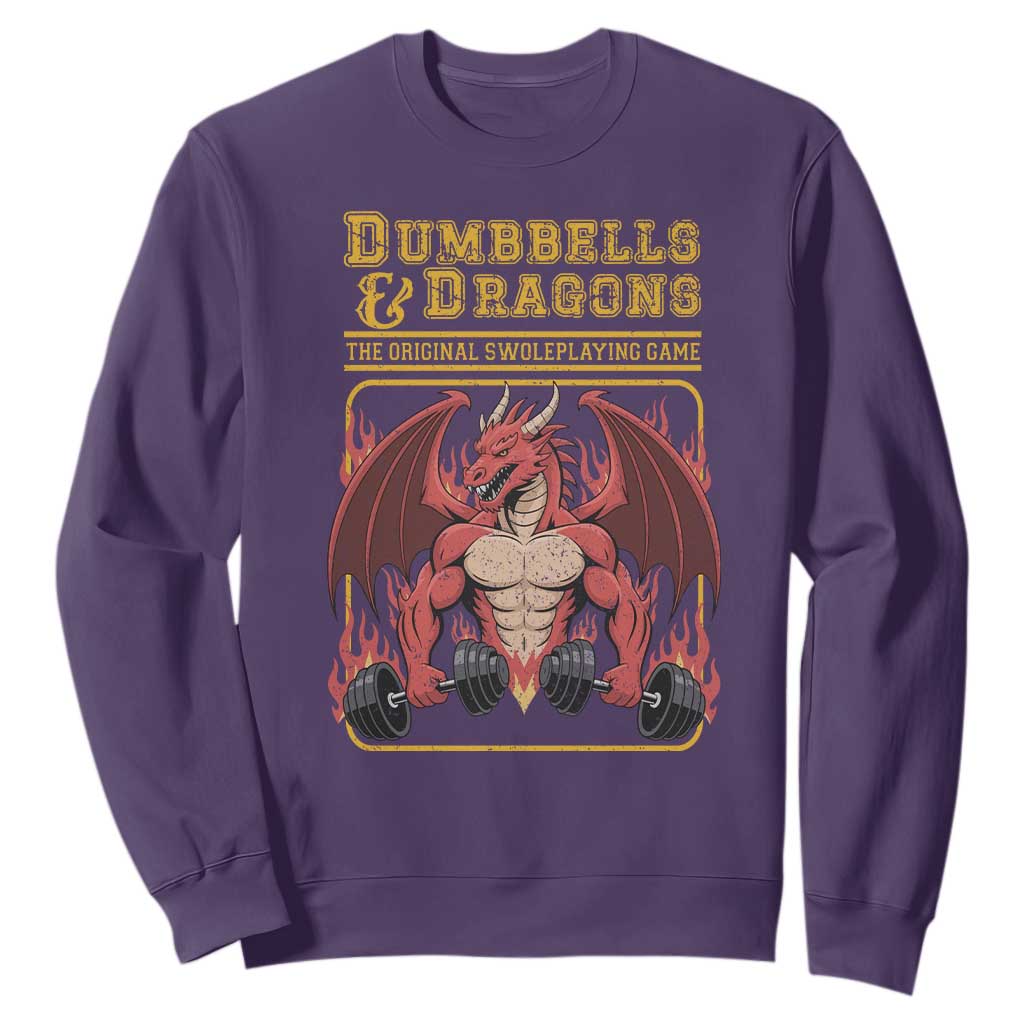Funny RPG Workout Gym Nerd Sweatshirt Dumbbells And Dragons The Original Swoleplaying Game TS11 Purple Print Your Wear