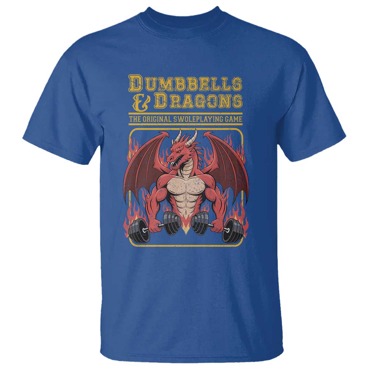Funny RPG Workout Gym Nerd T Shirt Dumbbells And Dragons The Original Swoleplaying Game TS11 Royal Blue Print Your Wear