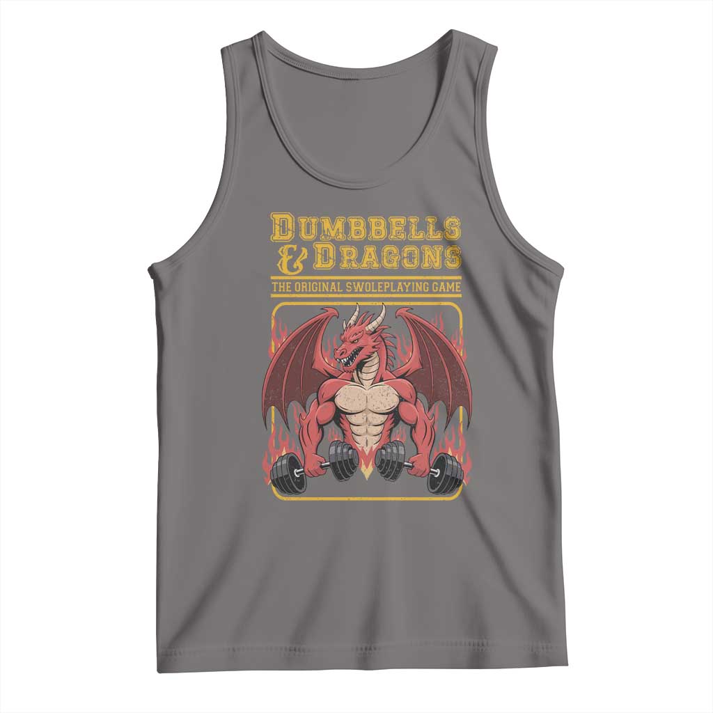 Funny RPG Workout Gym Nerd Tank Top Dumbbells And Dragons The Original Swoleplaying Game TS11 Deep Heather Print Your Wear