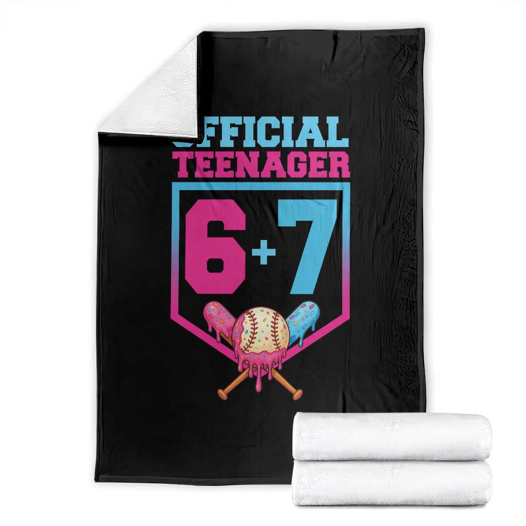 Funny 67 Baseball 13th Birthday Throw Blanket Ice Cream Drip 13th Bday Official Teenager TS11 Black Print Your Wear