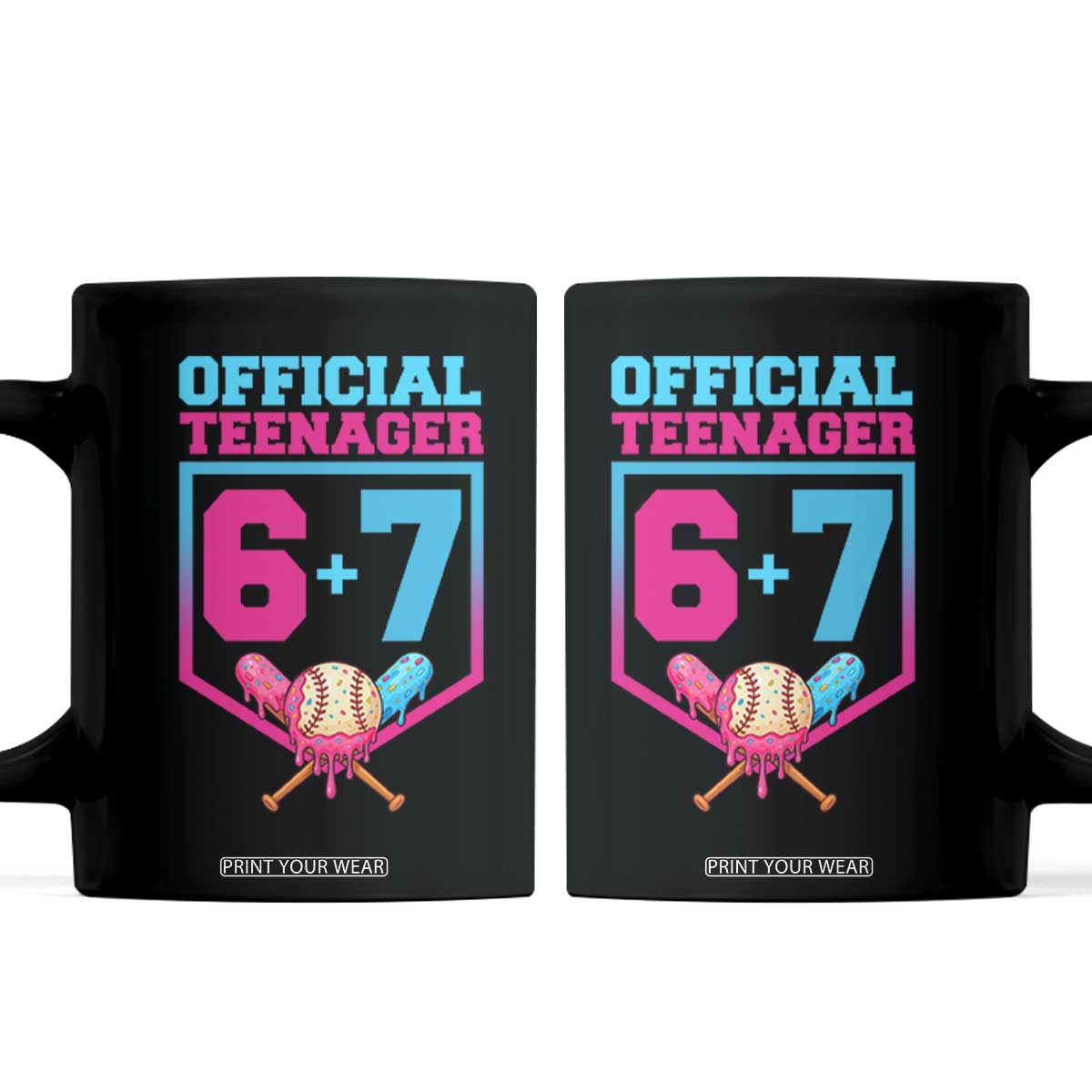 Funny 67 Baseball 13th Birthday Coffee Mug Ice Cream Drip 13th Bday Official Teenager TS11 Black Print Your Wear
