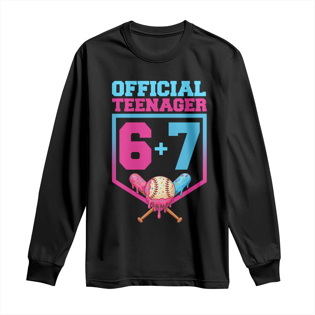 Funny 67 Baseball 13th Birthday Long Sleeve Shirt Ice Cream Drip 13th Bday Official Teenager TS11 Black Print Your Wear