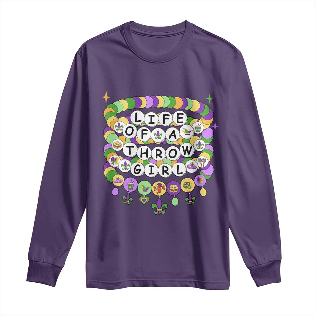 Funny Mardi Gras Throw Girl Life Long Sleeve Shirt Friendship Bracelet Beads TS11 Purple Print Your Wear