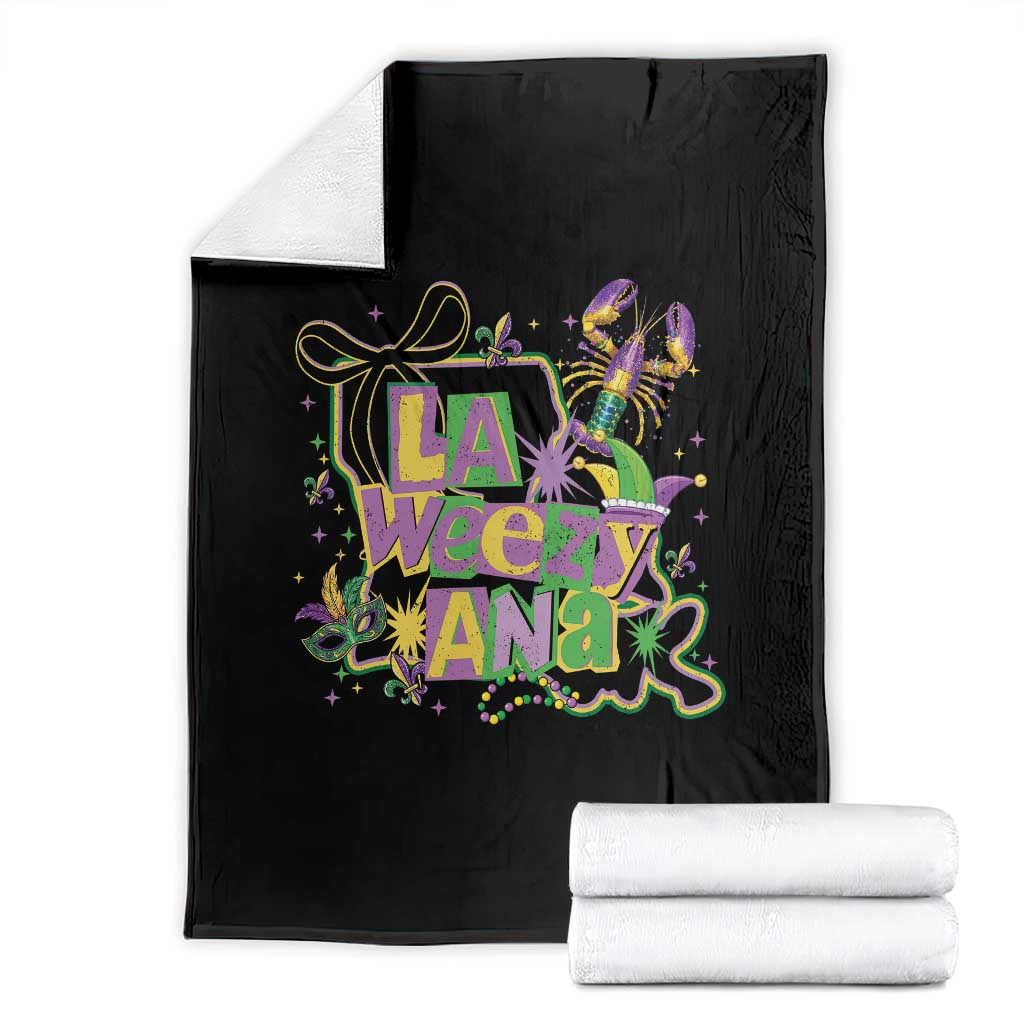 Funny Mardi Gras La Weezy Ana Throw Blanket New Orleans Festival Louisiana Map TS11 Black Print Your Wear