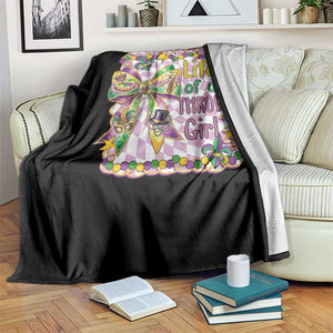 Funny Mardi Gras Throw Girl Life Throw Blanket Coquette Bow Carnival TS11 Print Your Wear