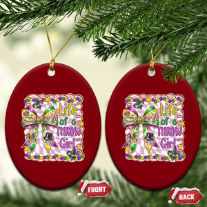 Funny Mardi Gras Throw Girl Life Ceramic Ornament Coquette Bow Carnival TS11 Print Your Wear