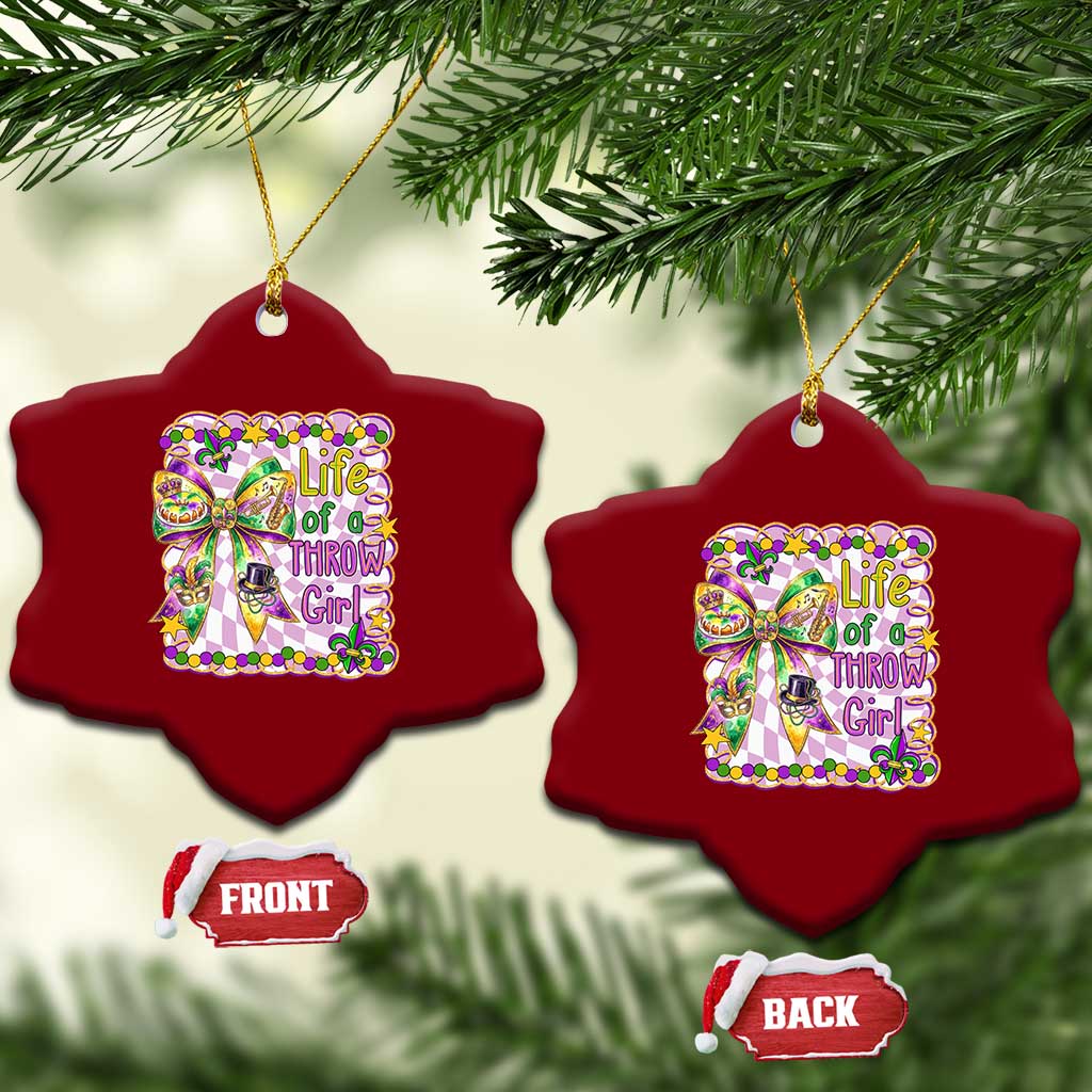 Funny Mardi Gras Throw Girl Life Ceramic Ornament Coquette Bow Carnival TS11 Print Your Wear