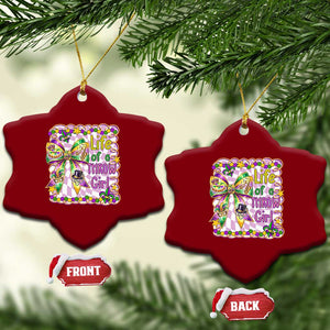 Funny Mardi Gras Throw Girl Life Ceramic Ornament Coquette Bow Carnival TS11 Print Your Wear
