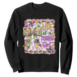 Funny Mardi Gras Throw Girl Life Sweatshirt Coquette Bow Carnival TS11 Black Print Your Wear