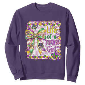 Funny Mardi Gras Throw Girl Life Sweatshirt Coquette Bow Carnival TS11 Purple Print Your Wear