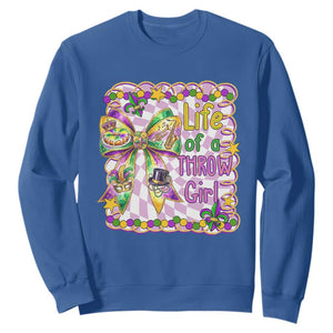 Funny Mardi Gras Throw Girl Life Sweatshirt Coquette Bow Carnival TS11 Royal Blue Print Your Wear