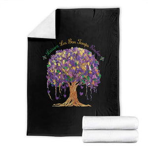 Mardi Gras Tree Brushstroke Graphic Throw Blanket Laissez Les Bon Temps Rouler TS11 Black Print Your Wear