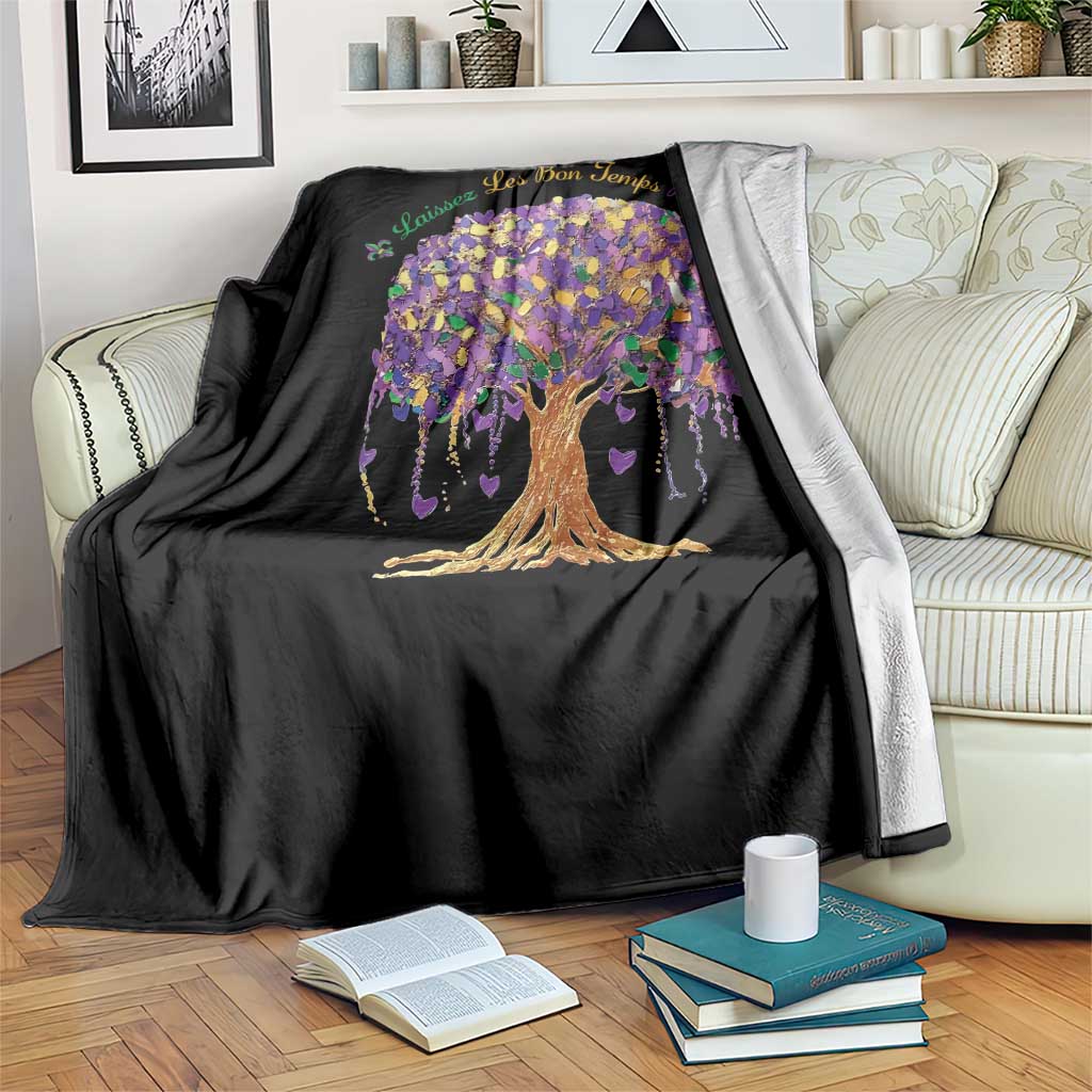 Mardi Gras Tree Brushstroke Graphic Throw Blanket Laissez Les Bon Temps Rouler TS11 Print Your Wear
