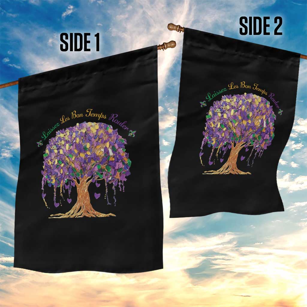Mardi Gras Tree Brushstroke Graphic Garden Flag Laissez Les Bon Temps Rouler TS11 Print Your Wear
