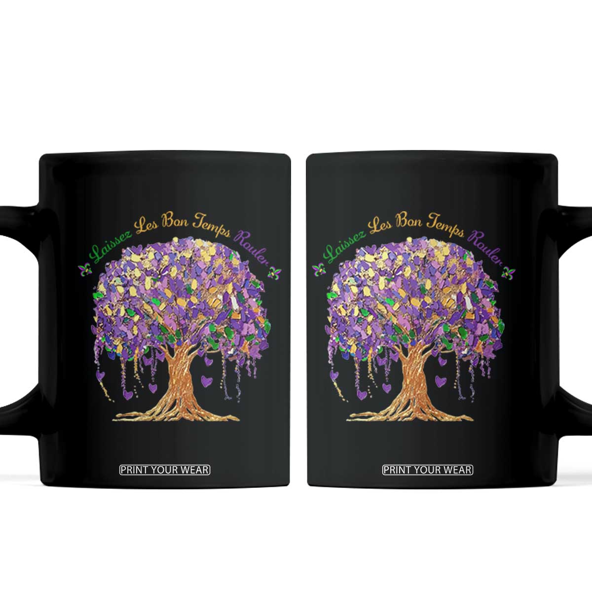 Mardi Gras Tree Brushstroke Graphic Coffee Mug Laissez Les Bon Temps Rouler TS11 Black Print Your Wear
