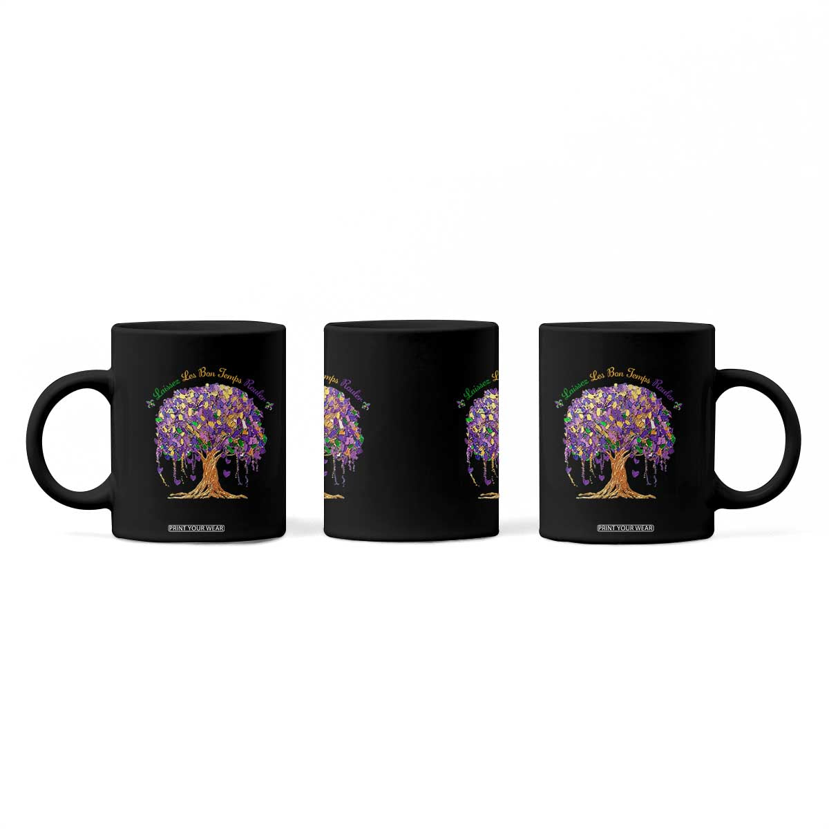 Mardi Gras Tree Brushstroke Graphic Coffee Mug Laissez Les Bon Temps Rouler TS11 Print Your Wear