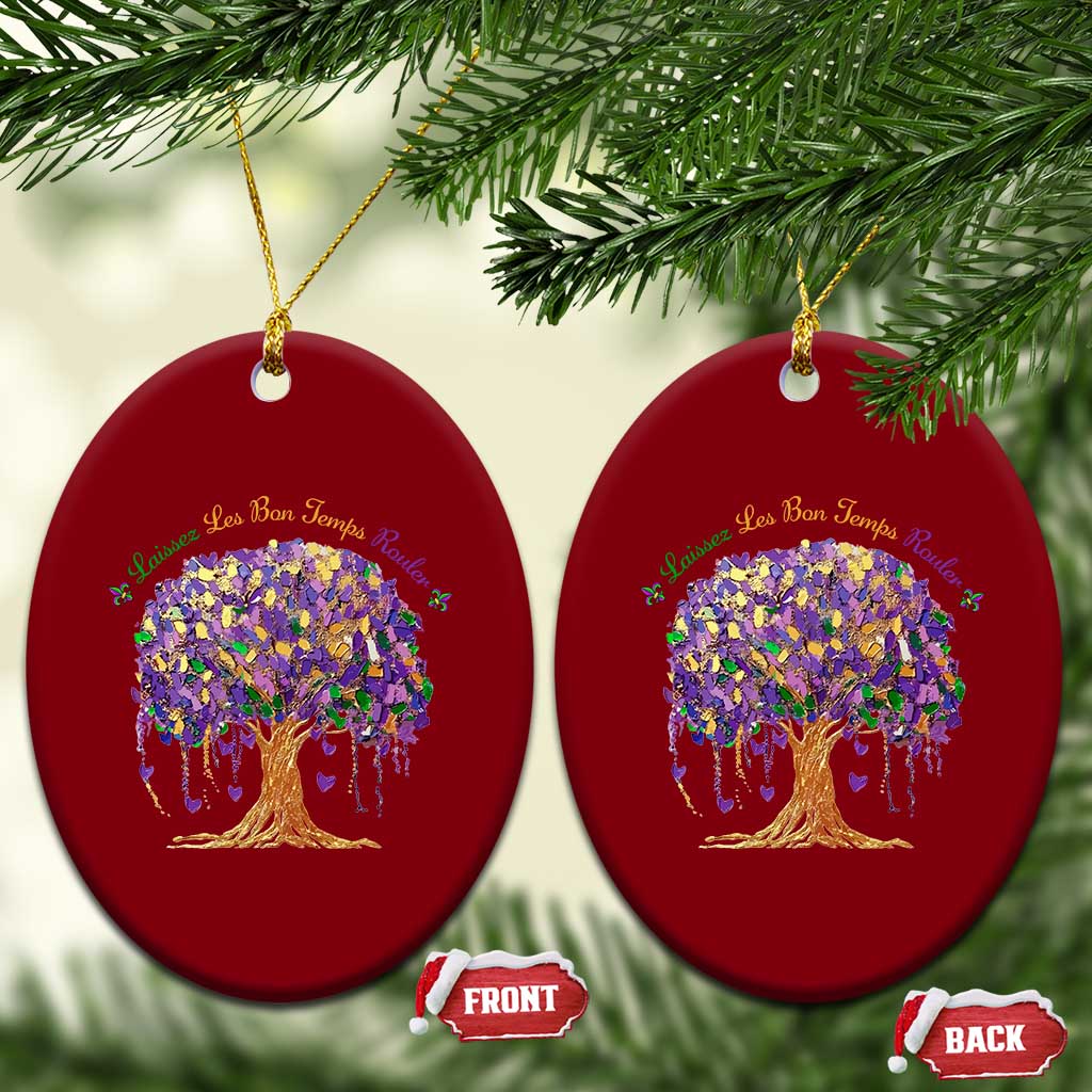 Mardi Gras Tree Brushstroke Graphic Ceramic Ornament Laissez Les Bon Temps Rouler TS11 Print Your Wear