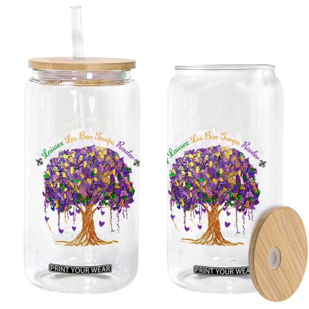 Mardi Gras Tree Brushstroke Graphic Glass Can Laissez Les Bon Temps Rouler TS11 Print Your Wear