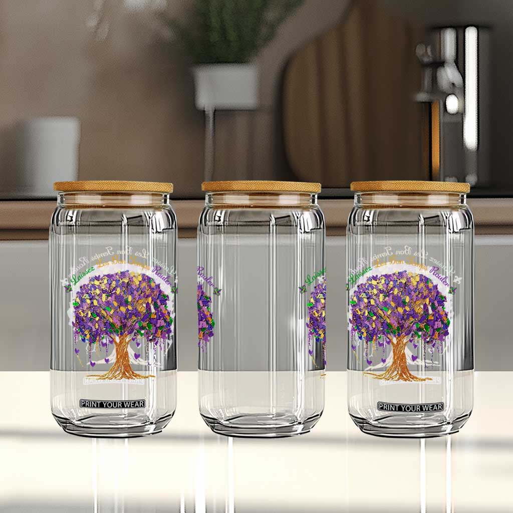 Mardi Gras Tree Brushstroke Graphic Glass Can Laissez Les Bon Temps Rouler TS11 Print Your Wear