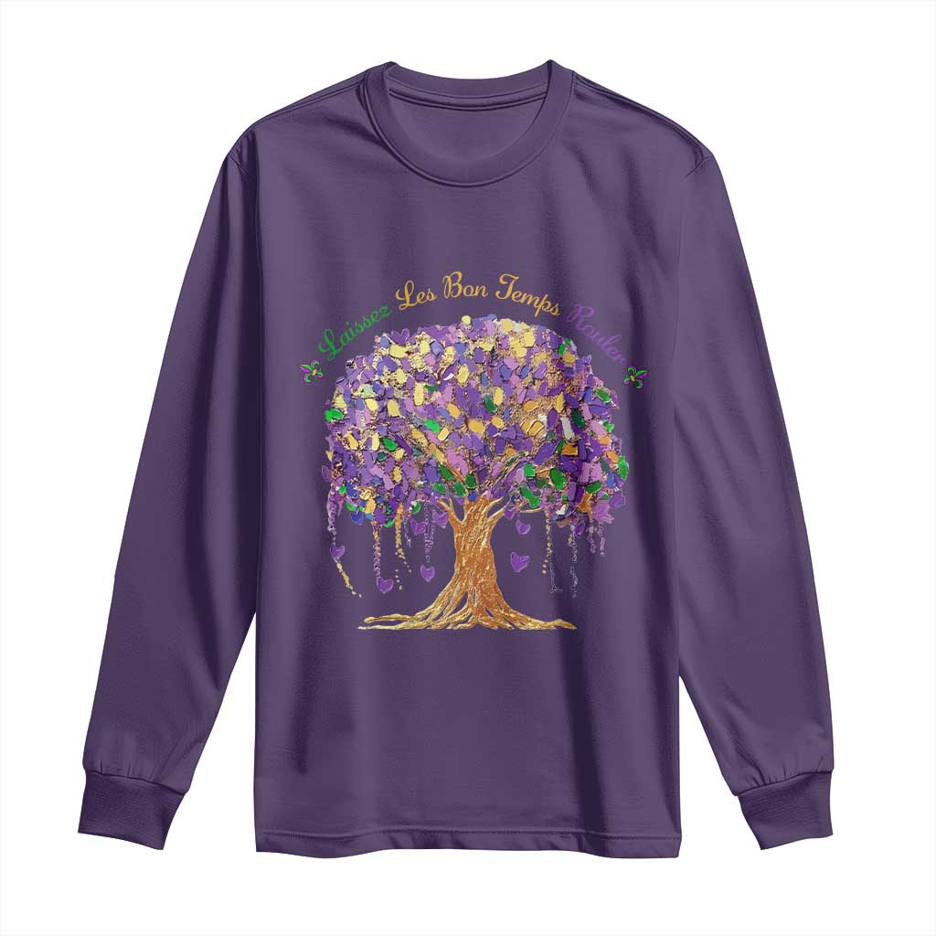 Mardi Gras Tree Brushstroke Graphic Long Sleeve Shirt Laissez Les Bon Temps Rouler TS11 Purple Print Your Wear