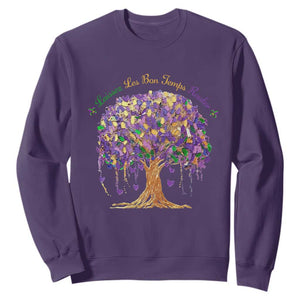 Mardi Gras Tree Brushstroke Graphic Sweatshirt Laissez Les Bon Temps Rouler TS11 Purple Print Your Wear