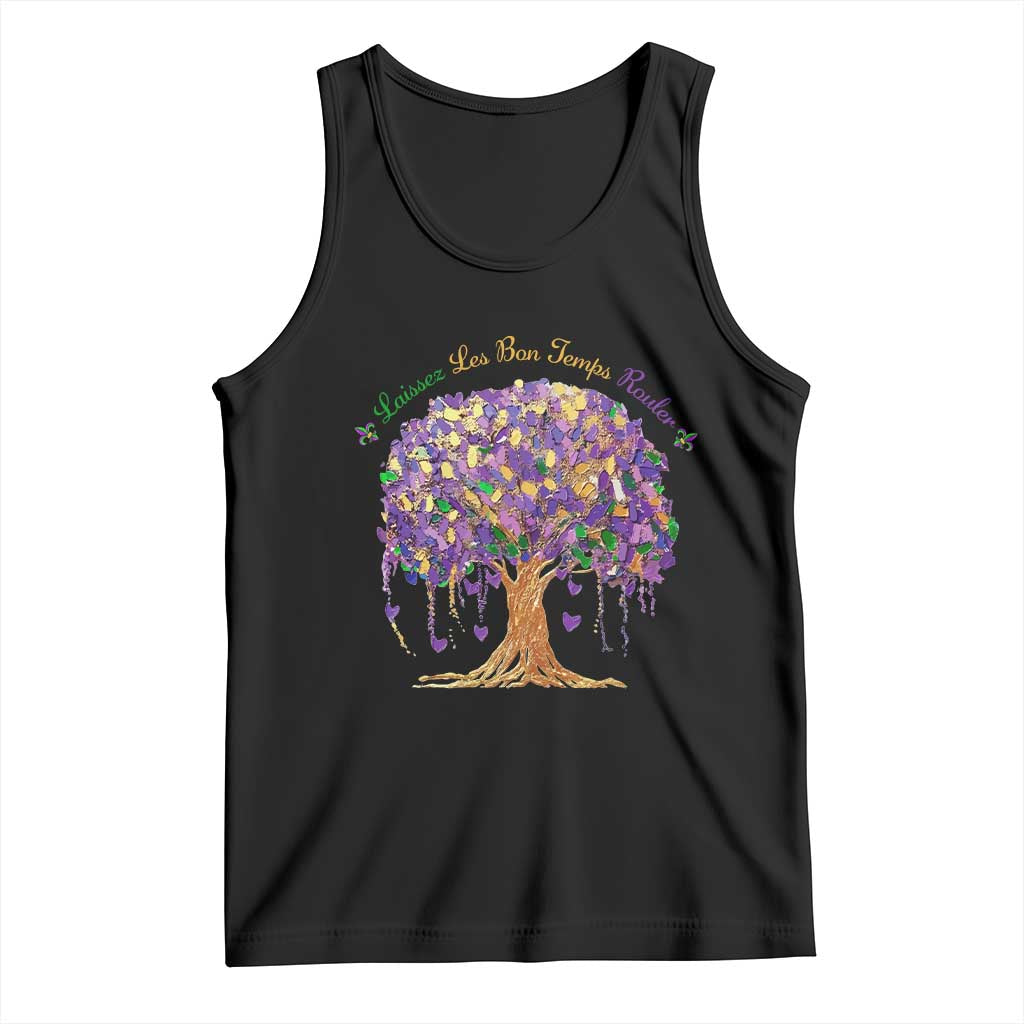 Mardi Gras Tree Brushstroke Graphic Tank Top Laissez Les Bon Temps Rouler TS11 Black Print Your Wear