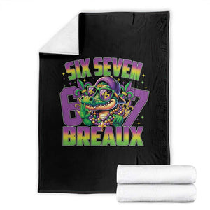Mardi Gras Six Seven Breaux Throw Blanket Funny Mardigator Alligator 6 7 Meme TS11 Black Print Your Wear