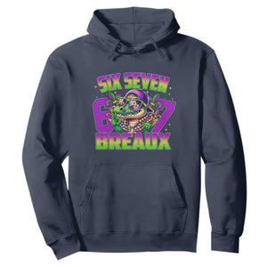 Mardi Gras Six Seven Breaux Hoodie Funny Mardigator Alligator 6 7 Meme TS11 Navy Print Your Wear
