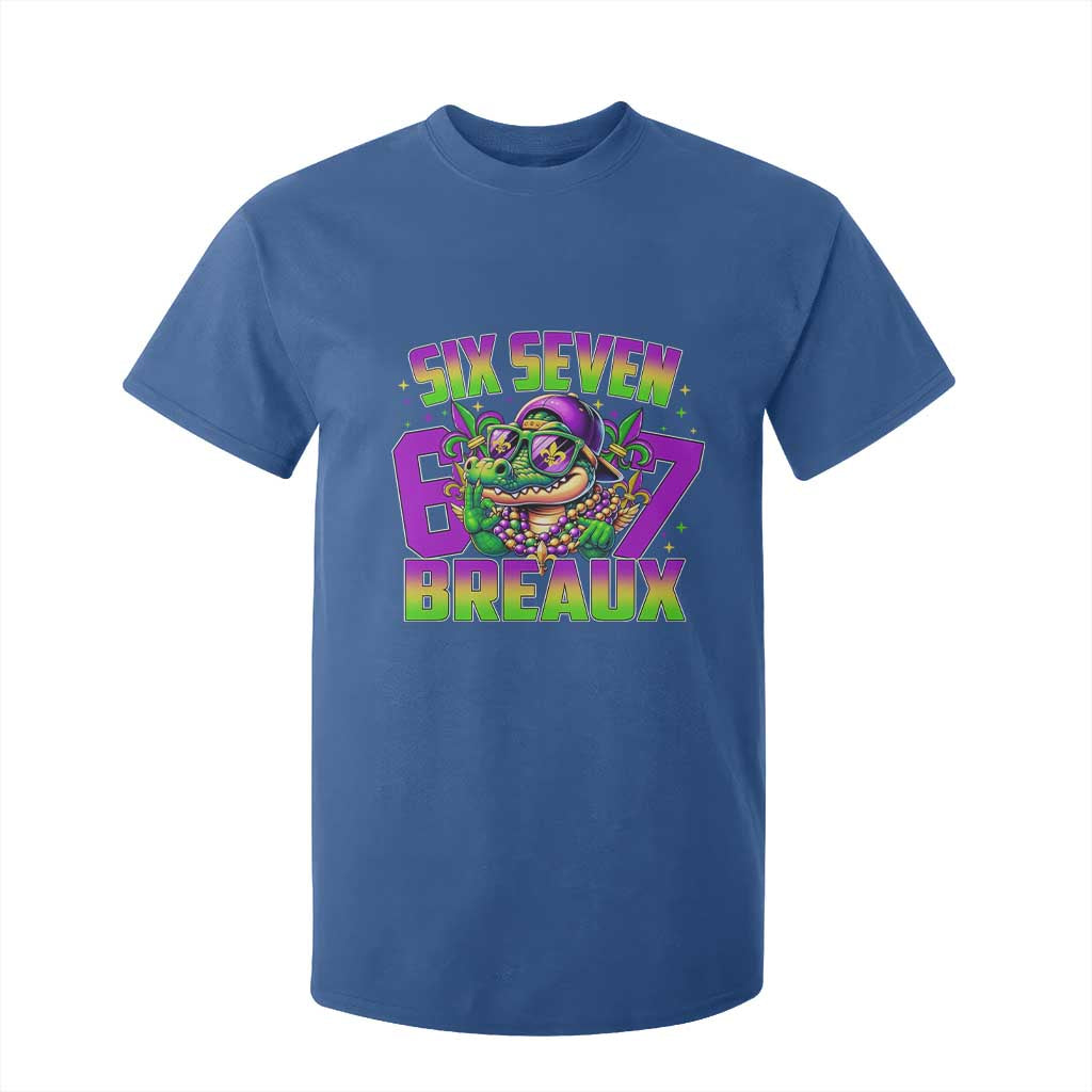 Mardi Gras Six Seven Breaux T Shirt For Kid Funny Mardigator Alligator 6 7 Meme TS11 Royal Blue Print Your Wear