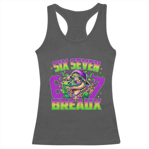 Mardi Gras Six Seven Breaux Racerback Tank Top Funny Mardigator Alligator 6 7 Meme TS11 Dark Heather Print Your Wear