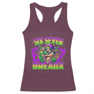 Mardi Gras Six Seven Breaux Racerback Tank Top Funny Mardigator Alligator 6 7 Meme TS11 Maroon Print Your Wear