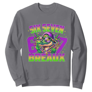 Mardi Gras Six Seven Breaux Sweatshirt Funny Mardigator Alligator 6 7 Meme TS11 Charcoal Print Your Wear