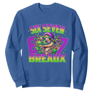 Mardi Gras Six Seven Breaux Sweatshirt Funny Mardigator Alligator 6 7 Meme TS11 Royal Blue Print Your Wear