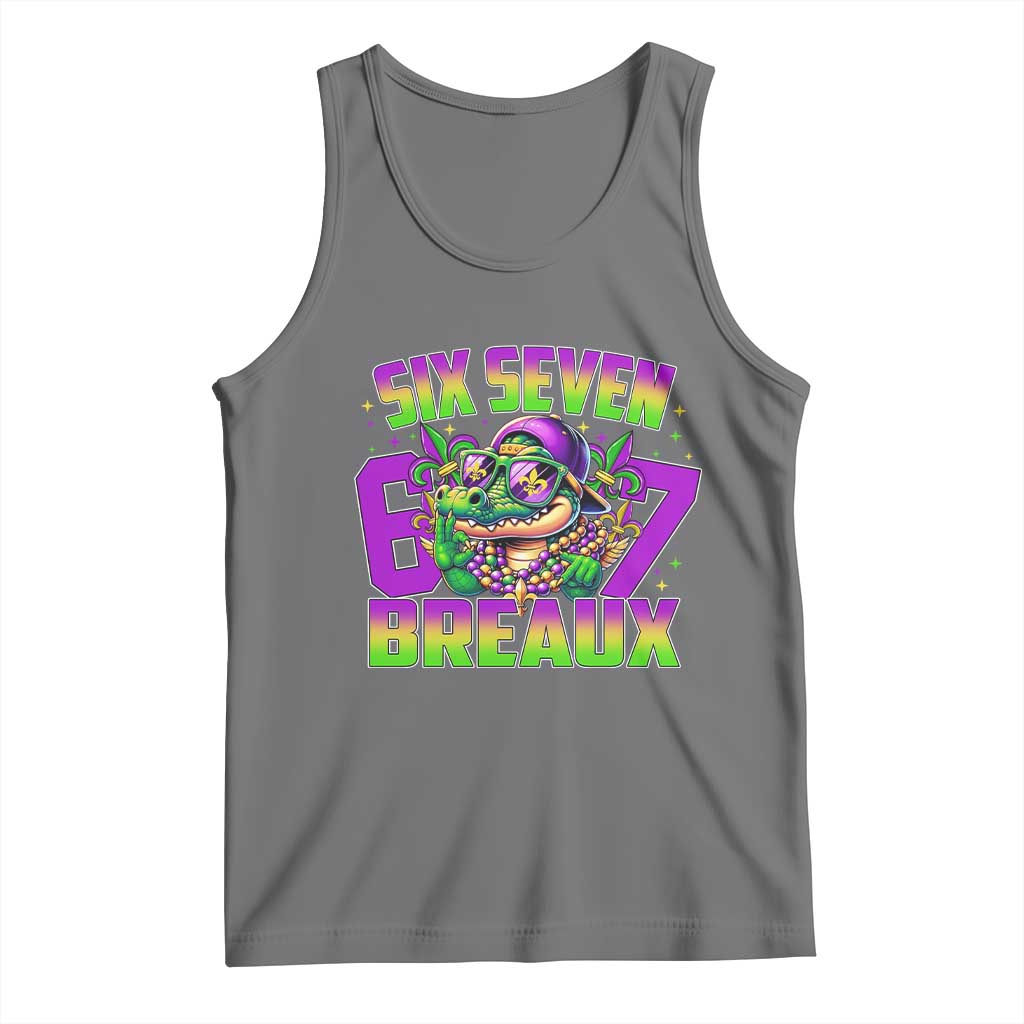 Mardi Gras Six Seven Breaux Tank Top Funny Mardigator Alligator 6 7 Meme TS11 Black Heather Print Your Wear