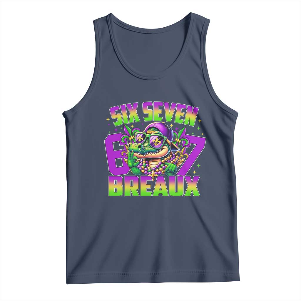 Mardi Gras Six Seven Breaux Tank Top Funny Mardigator Alligator 6 7 Meme TS11 Navy Print Your Wear