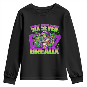 Mardi Gras Six Seven Breaux Youth Sweatshirt Funny Mardigator Alligator 6 7 Meme TS11 Black Print Your Wear