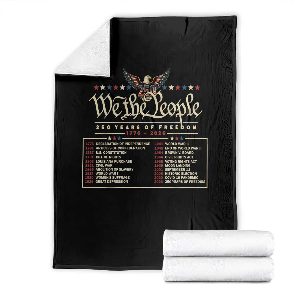250 Year Timeline 1776 2026 Patriotic Historical Anniversary Throw Blanket TS11 Black Print Your Wear