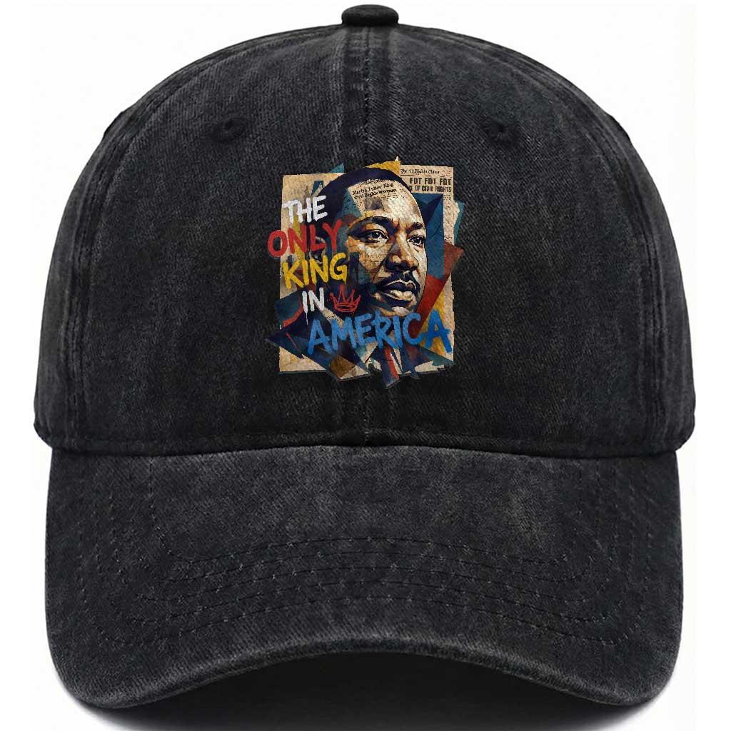 Martin Luther King Washed Cotton Baseball Cap The Only King In America No Kings Protest TS11 Print Your Wear