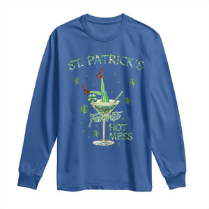 Funny St Patrick's Favorite Hot Mess Long Sleeve Shirt Drunk Leprechaun Cocktail TS11 Royal Blue Print Your Wear